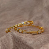 Elegant Floral White Stone Bangle - GMSLSB3W-26-0001